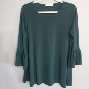 Nick And Lulu Woman's Bell Sleeve Top Jade Green Size Small